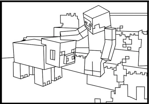Minecraft coloring page to cheer up the pig